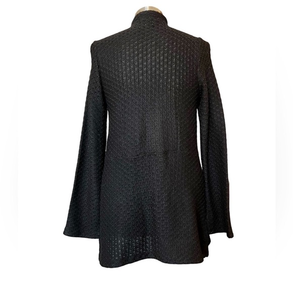 Anthropologie Cross Stitch Heart black Sweater Jacket Abalone shell Y2K Small - Picture 3 of 7